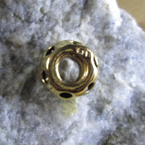 Gold plated sterling silver Dotted European Charm - Picture 3 of 7